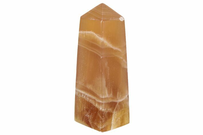 Polished, Banded Honey Calcite Obelisk #217057